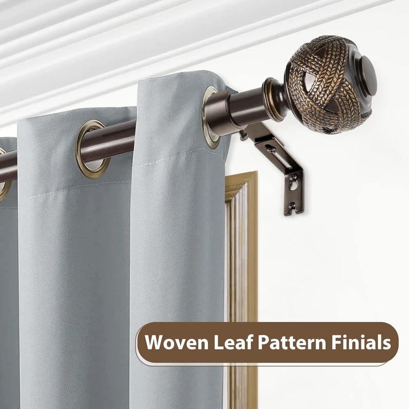 USFOOK Window Treatment Finials for 1 or 7/8 Inch Curtain Rods, Bronze Drapery Rods Replacement Finials with M6 Screws, Woven Leaf Pattern, 2 Pack - Image 3